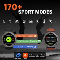 Synyq GPS ProX - GPS Smartwatch Heren - 4 Bandjes - AMOLED - 5ATM Waterdicht - 51 mm - Belfunctie - 170+ Sportmodi - Horloge Heren - Smartwatch Heren - Sport Horloge - iOS & Android — thumbnail 2