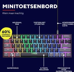 Trust GXT 867 Acira 60% mini mechanisch gaming toetsenbord — thumbnail 4