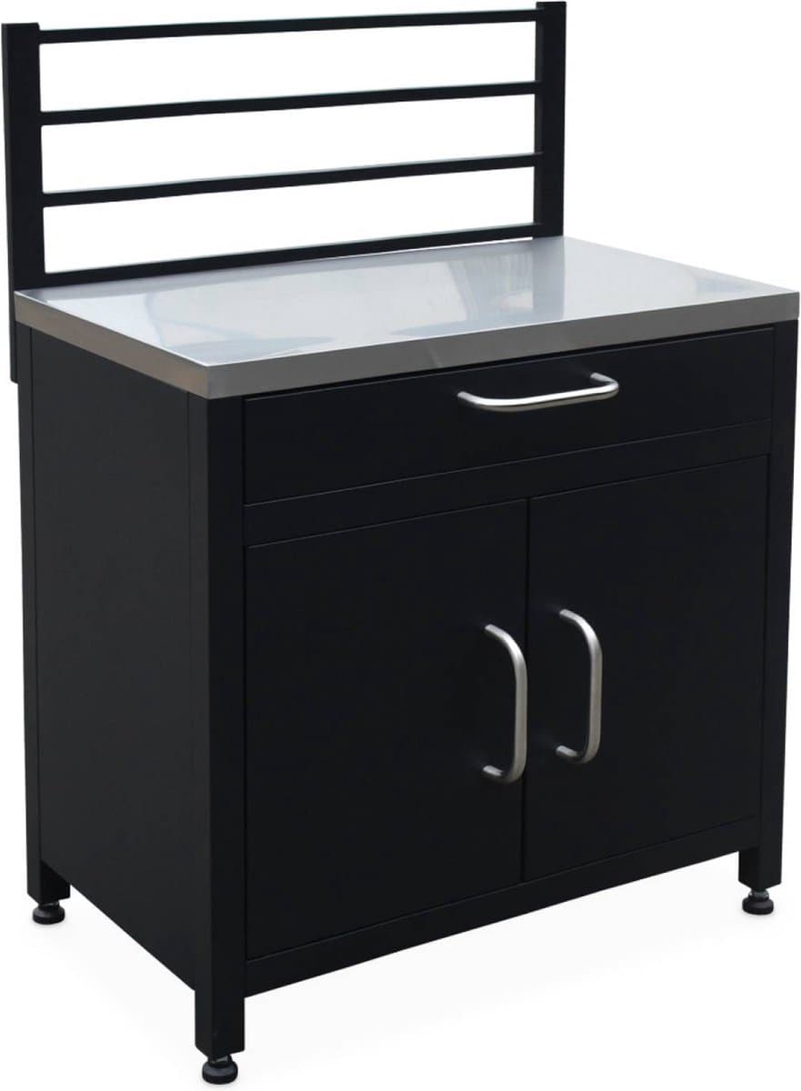 sweeek - Stalen buitenkeuken, grimaud, 1 lade en 1 deur met ophangrooster, 80 cm breed — afbeelding 1