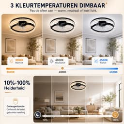 MUPOO Moderne Ventilatorlamp compact ontwerp 45 cm- plafondventilator met Verlichting en Inklapbare Bladen -App & Afstandsbediening- Fluisterstil - Dimbaar & Omkeerbare Motor -lamp ventilator plafond voor Woonkamer en Slaapkamer — thumbnail 2