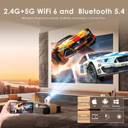 Mini-beamer, 4K ondersteunt Smart Projector, Android 14.0, Videoprojector, Draagbaar, met wifi 6 en Bluetooth 5.4, auto, Keystone, Kleine Mobiele Telefoon Beamer, Thuisbioscoop Outdoor — thumbnail 2