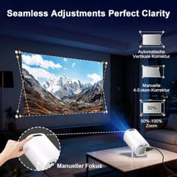 4K, Full HD, 1080p, draagbare projector met WiFi 6 en Bluetooth 5.4, autokeystone en handmatige scherpstelling, 180° draaibaar, compatibel met iOS/Android/HDMI/TV Stick/laptop/pc — thumbnail 2