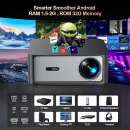 Beamer Android Versie - 200 W Vermogen - 1920 x 1080 Resolutie - LCD - Wit - Voor Thuis En Zakelijk — thumbnail 1