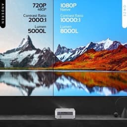 Beamer Draagbaar - 1920 x 1080 Full HD WiFi Bluetooth - 8000 Lumen LCD LED - Voor Thuisbioscoop En Entertainment — thumbnail 5
