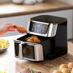 Heteluchtfriteuse – Airfryer - Airfryer Oven - 8L - 1400W - Airfryer Zonder Olie - LED Touchscreen - Kijkvenster - RVS - Hoge Temperatuur - Zwart — thumbnail 5