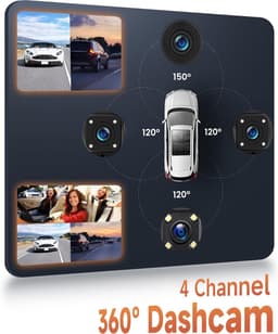Auto Camera - Rijrecorder - Veilige Rit - 4 Camera's 360 Graden - 3 Inch Scherm - Zwart — thumbnail 4