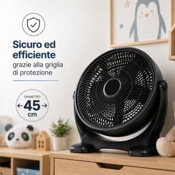 Staande Ventilator - Vloerventilator Peer - Ruimte Koelen - Robuuste Stalen Constructie - 45 cm Blad - Zwart — thumbnail 4