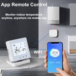 Slimme Kamerthermostaat - Draadloze Thermostaat - Energie Besparen - Brede Compatibiliteit - 100 m Bereik - Wit — thumbnail 3
