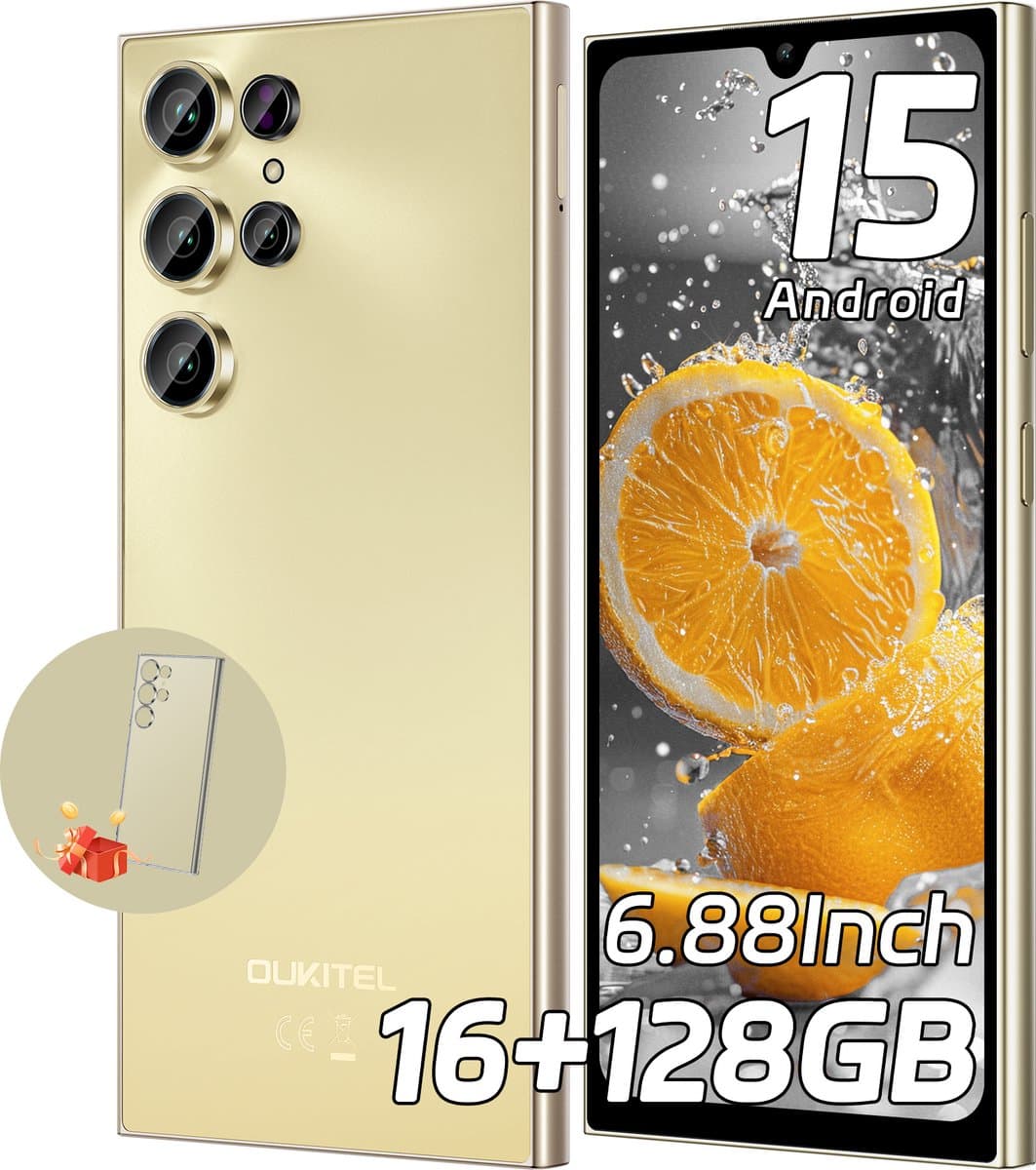 OUKITEL C61 Mobiele Telefoon Zonder Contract met 16 GB Werkgeheugen, 128 GB Opslag, 5150 mAh Accu, Android 15 — afbeelding 1