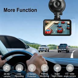 Dashcam voor auto - Zwart - 1 x 1 x 1 cm - 4K + 1080p Camera met Wifi en 360° Groothoek - Voor Personenauto — thumbnail 2