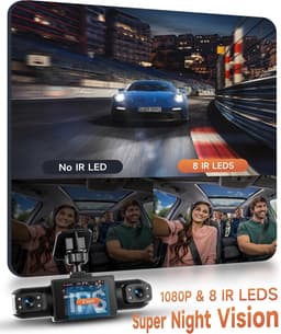 Dashcam voor auto - Zwart - 7 x 14 x 10 cm - 4 Camera's 1080P met Nachtzicht en Parkeermonitor — thumbnail 4