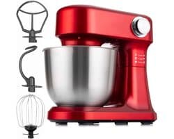 NIVA® Deegmachine - Mixer met Kneedhaak - Kneedmachine - Rood - 23cm x 34cm x 36cm