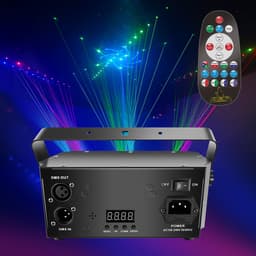 Feestlaserlamp - 21 gaten - met UV-stroboscoop - DMX DJ-discoprojector - met stroboscoop, DJ-projector en RGB LED-verlichting - geschikt voor Halloween, Kerstmis en clubs — thumbnail 5