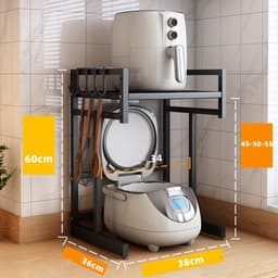 Metalen Magnetron Stand - Keukenrek - Keuken Opslag - Stalen Heavy Duty - 36x36x60cm - Zwart — thumbnail 2