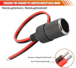 Thijox - 2 stuks 12V-24V Sigarettenaansteker Stopcontact met 35 cm Kabel voor Auto, Vrachtwagen, Camper en GPS Dashcam Lader — thumbnail 3
