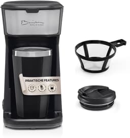 Barista Single koffiezetapparaat to go 450 watt | compact filterkoffiezetapparaat met thermobeker | kleine, draagbare coffee to go machine | incl. isolatiebeker & nylon permanent filter - zwart — thumbnail 1