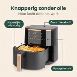Cheqo® Airfryer - Hetelucht Friteuse - Heteluchtfriteuse - Friteuse zonder Olie - Luchtfriteuse met Digitaal Display en Touchscreen - 8 Automatische Programma's - Timer - Airfryer XL Zwart Goud - Frituurpan - Gezond Frituren voor het Hele Gezin — thumbnail 4