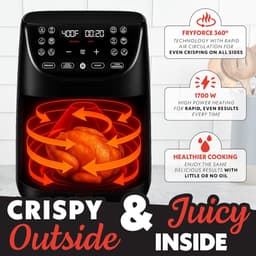 Luchtfriteuse XL - Heteluchtfriteuse Airfryer - Gezond Frituren - 12 Kookvoorinstellingen - 7 Liter - Zwart — thumbnail 3