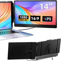 KAD® Portable Monitor - Dubbele Laptop Monitor - Draagbare Monitor - Draagbaar Scherm - Zwart - 2cm x 24cm x 24cm — thumbnail 1