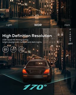 SnelShoppen - 2,5K Dashcam 1440P QHD Autocamera met 32GB Kaart, 3 Inch IPS-Display, Nachtzicht, WDR, 170° Hoek, G-sensor, 24-uurs Parkeermodus — thumbnail 2