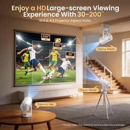 SnelShoppen - Mini Beamer 4K 1080p Projector - Draagbare LCD Projector met 260 ANSI Lumen Helderheid - Ideaal voor Feesten, Camping en Thuisbioscoop — thumbnail 2