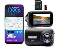SnelShoppen - Dashcam Auto 1080p Full HD met Wifi, GPS, 64 GB SD-kaart, 2,5 inch Touchscreen, Noodsituatie SOS, Parkeermodus, Magneethouder