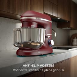 SnelShoppen - Keukenmachine 2000W RVS Mengkom 6,2 L - Keukenmixer met Roerhaak, Kneedhaak, Klopborstel, Spatbescherming en Extra Accessoires - Rood — thumbnail 4