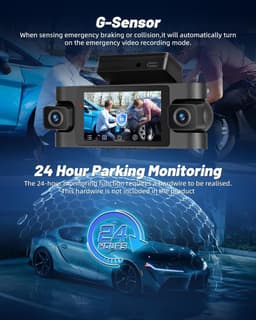 SnelShoppen - 2K 4-kanaals 360° Dashcam voor Auto's - 3-inch Camera met Nachtzicht, G-sensor, Wifi-verbinding, Loopopname en 24-uurs Parkeerbewaking — thumbnail 3