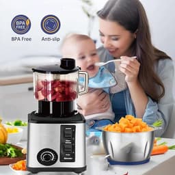 Keukenmachine Combo - 3-in-1 Apparaat - Ingrediënten Verwerken - Vleesmolen Sapcentrifuge - 2000ml 1000ml 800ml - Zilver — thumbnail 5