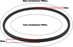Dailygoods- Aandrijfriem V-type - 2 Stuks - Rubber - Buitenomtrek 748 mm - Binnenomtrek 710 mm - Breedte 10 mm - Compatibel met Fuxtec FX-RM 2050/2055/2060/20BS - Grasmaaier Riem — thumbnail 2