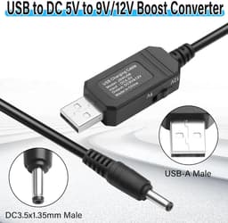 SnelShoppen - USB 5V naar 9V/12V DC Step-up Kabel met Schakelaar, USB-A naar DC 3.5x1.35mm Spanning Verhoger voor Camera, Router, Dashcam - 1M/3.28Ft — thumbnail 5
