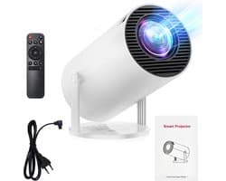 Mini-projector - Home cinema-projector - Draagbare projector - Draadloze wandprojectie en schermspiegeling - Ultra HD - Android-systeem - Wit