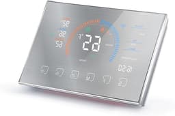 Slimme Thermostaat - Digitale Regelaar - Energie Besparen - APP en Spraakbediening - LCD Touchscreen - Geborsteld Zilver — thumbnail 1