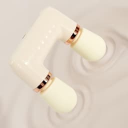 Percussie Massager - Spierontspanningsapparaat - Spierherstel - Dubbele kop ontwerp - 18 x 15.2 x 5 cm - Crèmegeel — thumbnail 3