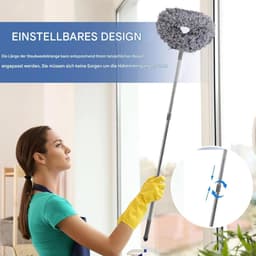 Plafondventilator Reiniger - Stofwisser Verlenger - Stof Verwijderen - Flexibele Borstelkop - 33-125 cm - Grijs — thumbnail 4