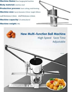 Gehaktbalmachine - Balvormer Keukengereedschap - Snel Ballen Maken - Grote Capaciteit Vat - 13 cm Diameter - Zilverkleurig — thumbnail 4