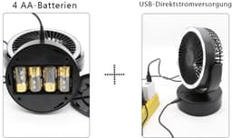 5000mAh campingventilator, tafelventilator, 3-in-1 mini USB-ventilator met LED-verlichting en haak, 360° draaibaar, plafondventilator met 3 snelheden, tentventilator met ventilator voor auto, buiten, camping, kantoor, thuis — thumbnail 4