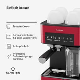 Espresso Machine - Koffiezetapparaat - Thuis Barista - Met Melkopschuimer - 1.8L Tank - Rood — thumbnail 5
