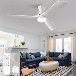 Re-purelife® Koel Zomer Collectie Plafondventilator met Verlichting 132×132×33 cm - Wit - 3 Massief Houten Bladen - Dimbare 3CCT LED - Afstandsbediening - 6 Snelheden - Stil - Omkeerbare Motor — thumbnail 1