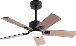 MIVRAY Plafondventilator Met Verlichting 42 Inch 6 Snelheden Omkeerbaar Met Afstandsbediening Metaal Hout Zwart Walnoot Woonkamer Slaapkamer — thumbnail 2