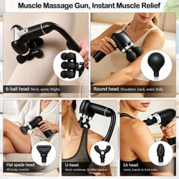 Massagepistool met dubbele kop - afneembare U-verlenggreep - 5 verwisselbare massagekoppen - ideaal voor rug en nek - SnelShoppen — thumbnail 3