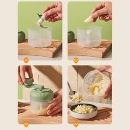 Voedselhakselaar Handslinger - Mini Keukenmachine Hakmolen - Maaltijden Bereiden - 3-Traps Verstelbaar - 15x10x15 cm - Groen — thumbnail 5