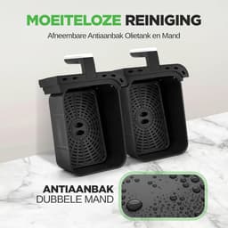 Dubbele Mand Airfryer - Heteluchtfriteuse Olievrij - Gezond Koken - Transparant Venster - 88 Liter - Zwart — thumbnail 4