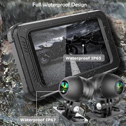 SnelShoppen - Waterdichte motorfiets dashcam met draadloze CarPlay, Android Auto, 5" IPS-aanraakscherm, dubbele camera HD 1080P, TPMS, Bluetooth, Wi-F — thumbnail 2