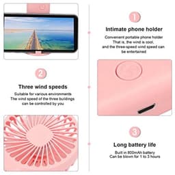 Draagbare Oplaadbare Mini Handventilator - USB Ventilator voor Kinderen en Volwassenen - Kleine Zakventilator met Lithiumbatterij — thumbnail 3