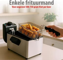 Friteuse - Frituurpan - Lekkere Snacks - Instelbare Temperatuur - 3 Liter - Zilver — thumbnail 5