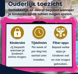 AngelTech Kindertablet XL PRO II - Android 16 - 6+8GB RAM – 128+64GB – Snelle 10 inch Kindertablet – Vanaf 3 Jaar – 100%Kidsproof – Ouderlijk Toezicht - 360° Fidgy Beschermhoes – Roze — thumbnail 4