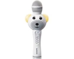 Lenco BMC-060WH - Karaoke microfoon met Bluetooth, Micro-SD kaart en AUX-uitgang - Ingebouwde Stemvervormer en LED Verlichting - Wit