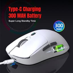 Fuegobird T68 Gaming Muis – 54g Ultra Lichtgewicht – Tri-Mode Draadloos – 12000 DPI – USB-C Oplaadbaar – Ergonomisch – Wit — thumbnail 5
