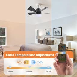 Plafondventilator met Verlichting en Afstandsbediening - Dimbare en Stille Ventilator voor Slaapkamer en Keuken — thumbnail 1